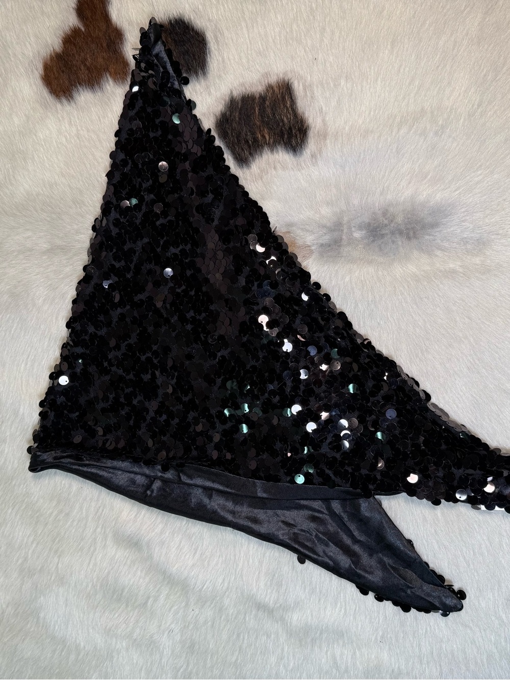 Black Sequin Triangle Bandana Scarf Y2K
